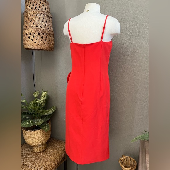 ☑️ Bardot Carmelle Cocktail Dress Ruffle Slit Fitted size 10/L - Picture 5 of 12